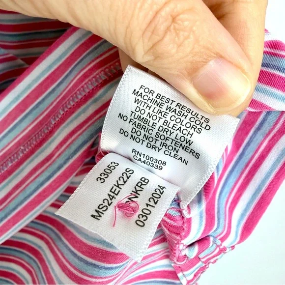 Peter Millar Summer Comfort Golf Polo Men Sz L Blue White Pink Stripe Preppy EUC - Picture 8 of 15